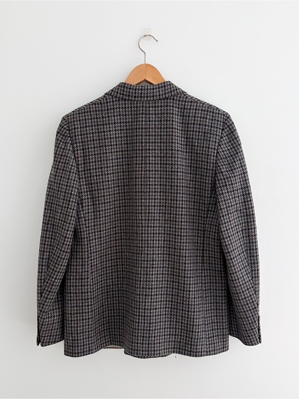 Vintage Charcoal Wool Houndstooth Blazer Size 12 Made In USA Old Money Prep - Picture 6 of 9